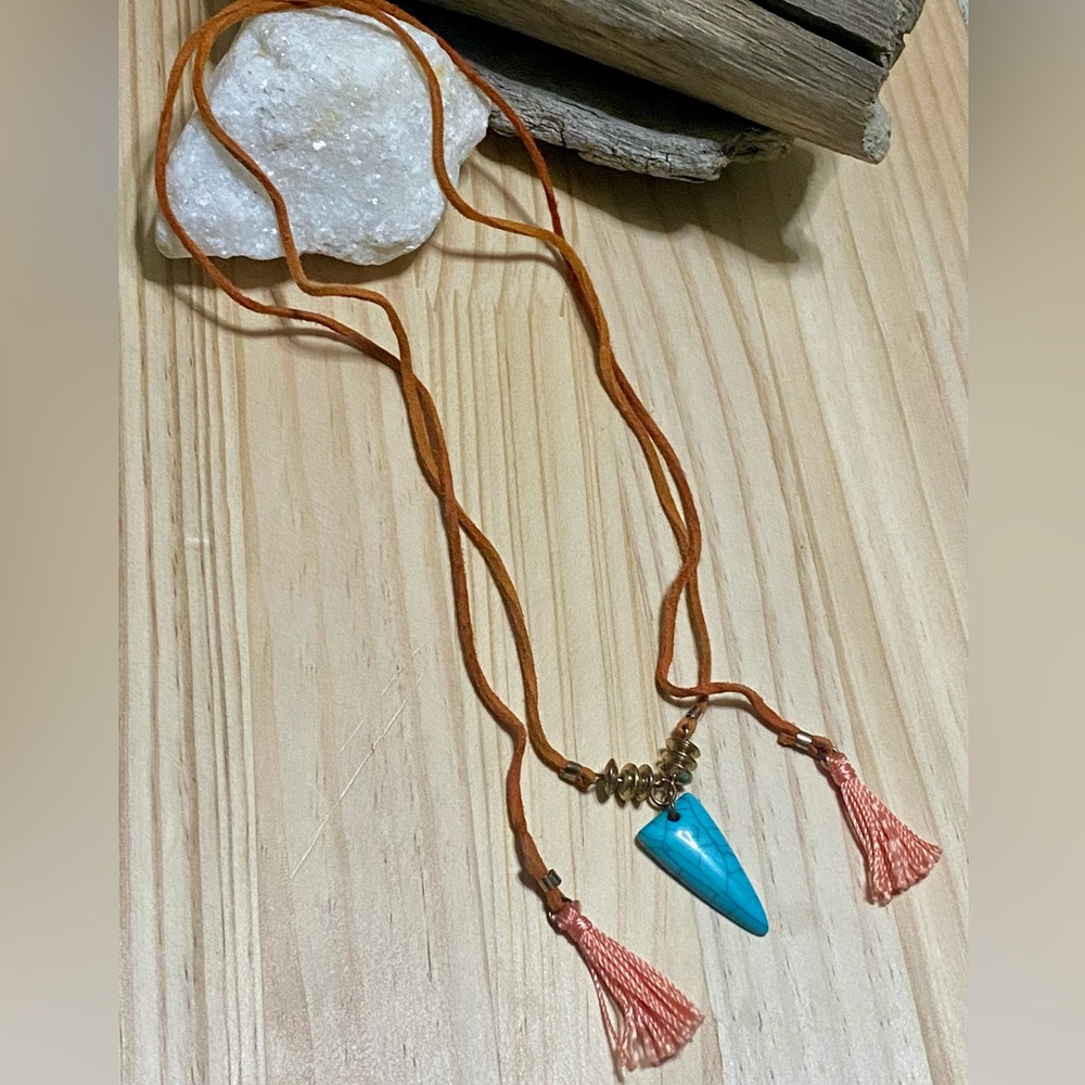 🦋Bohemian Necklace with Turquoise Pendant and Tassels🦋
